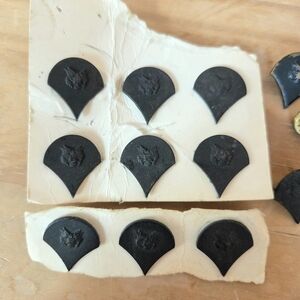 Vintage US Army Rank E-4 Specialist Insignia Black Metal Lapel Hat 14 Pins Lot